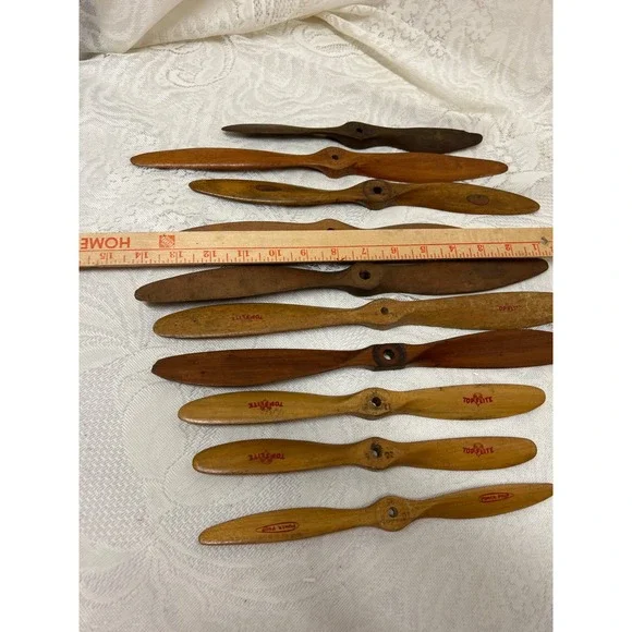 10 Vintage Wooden Model Airplane Propellers Top Flite Flo-Torque Airscrew Lot 6 - Picture 6 of 6